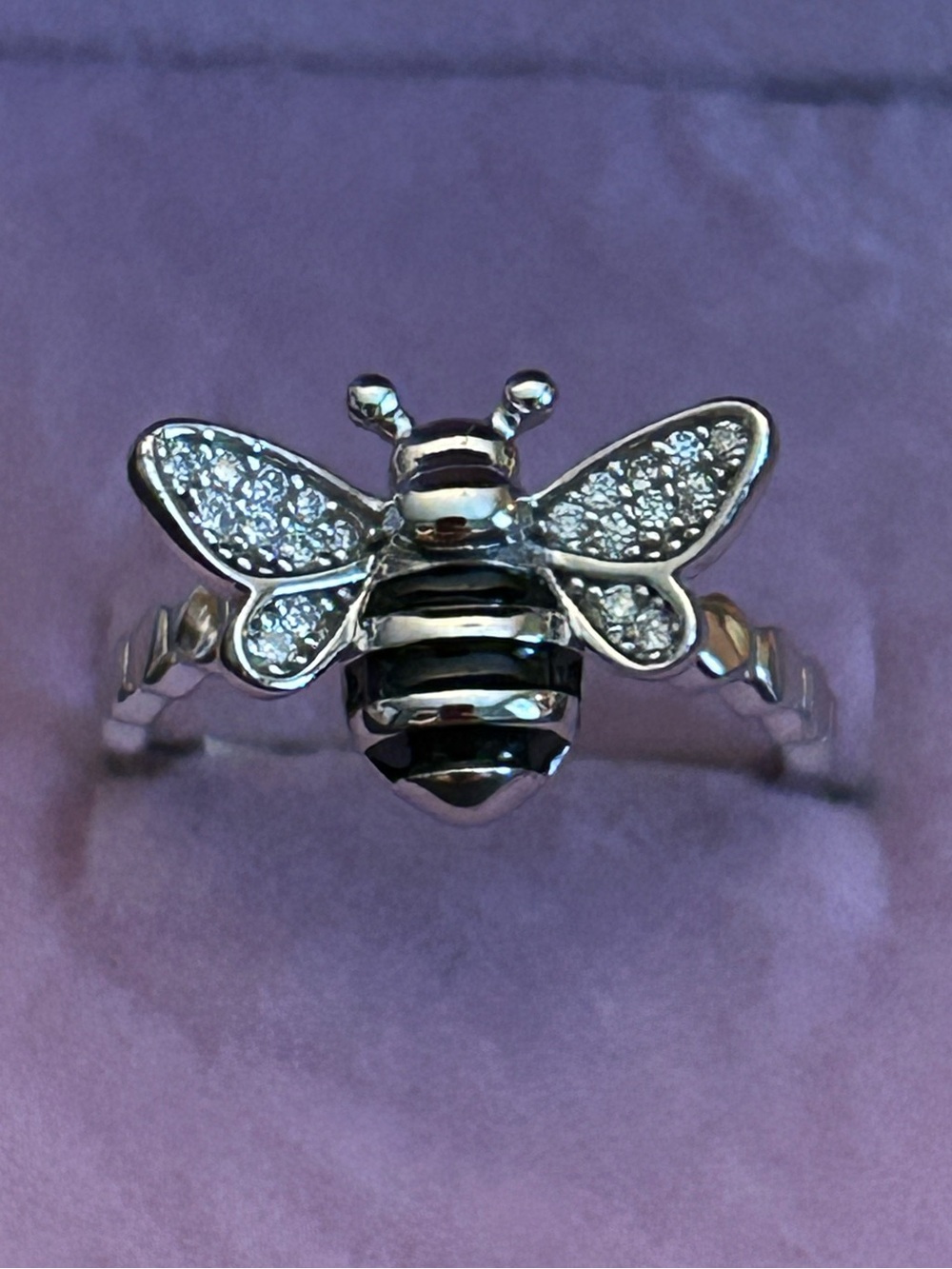 1.00CTW Genuine Moissanite Pavé Bumblebee 🐝 Ring in 925 Sterling Silver Size 5